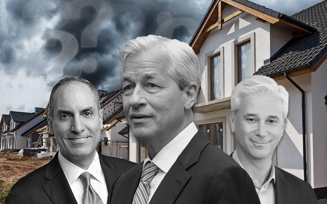 From left: US Bank CEO Andrew Cecere, JPMorgan CEO Jamie Dimon, and Wells Fargo CEO Charles Scharf, whose firms are all ratcheting up home lending standards. (Credit: Jaime Dimon photo, Alex Wroblewski/Getty Images)