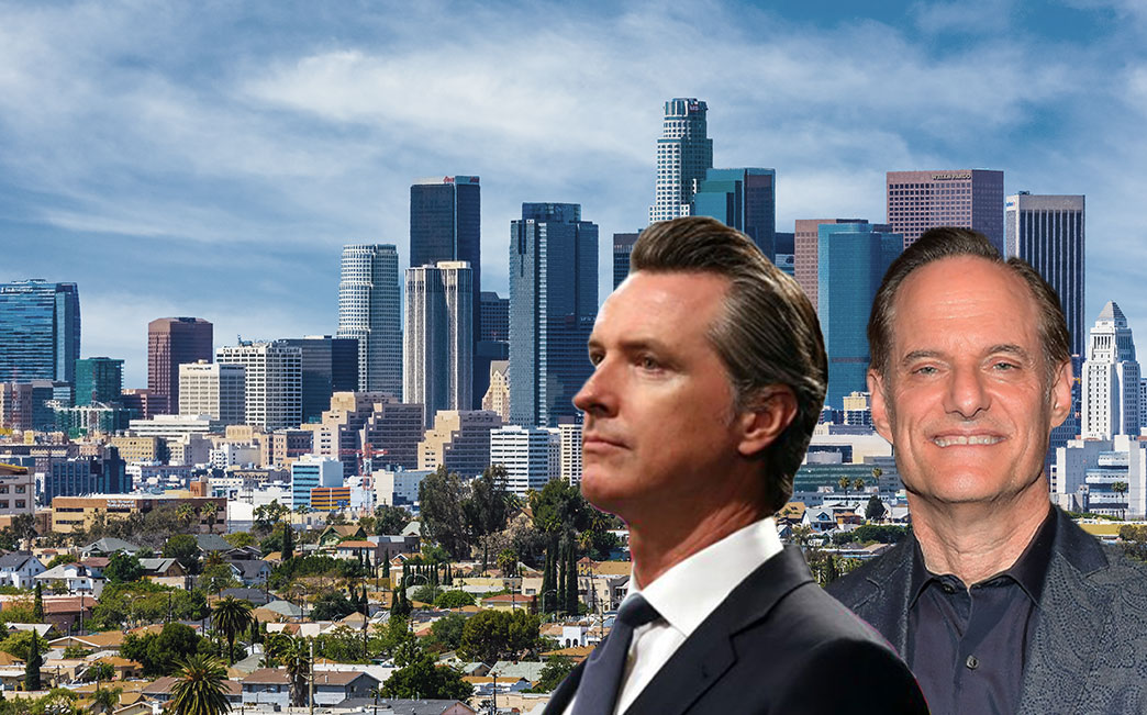 Gov. Newsom and Michael Weinstein (Credit: Justin Sullivan/Getty Images, Charley Gallay/Getty Images)