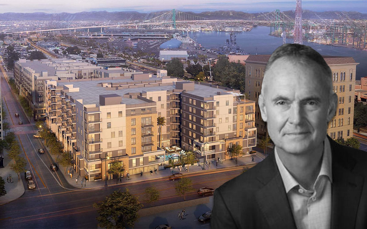 Holland Partner Group’s Clyde Holland and a rendering of the San Pedro project (Credit: MVE+Partners)