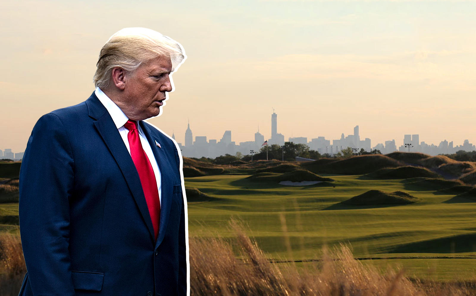 Trump Golf Links at Ferry Point and Donald Trump (Credit: Trump Ferry Point; Getty Images)