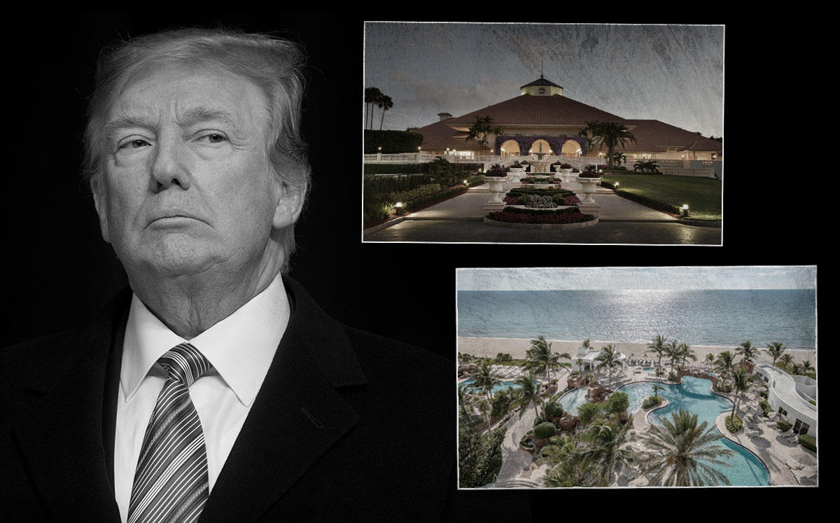 President Trump, Trump National Doral Miami and Delano South Beach (Credit: SAUL LOEB/AFP via Getty Images and Trump International)