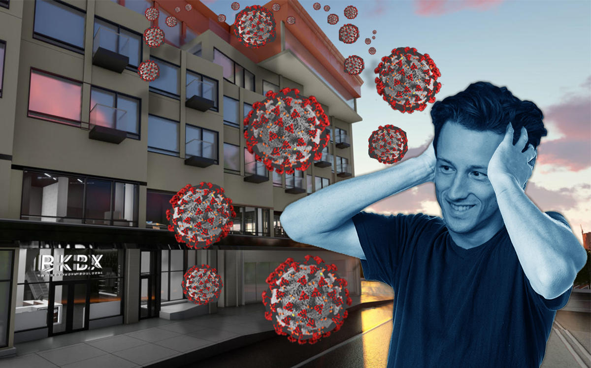 A photo illustration of Brooklyn Boulders CEO Jeremy Balboni and the planned BXBK Williamsburg location (Credit: Brooklyn Boulders, CDC, iStock)