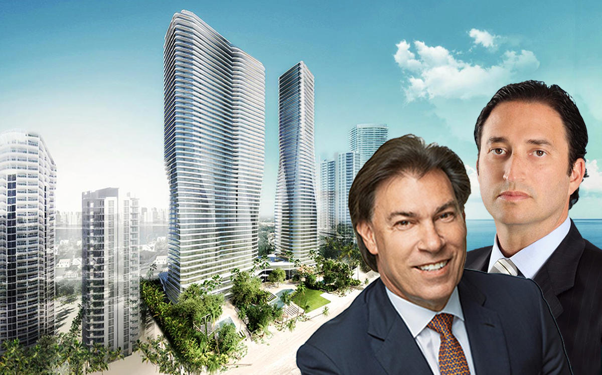 Fortune International Group’s Edgardo Defortuna, Château Group’s Manuel Grosskopf and a rendering of the project