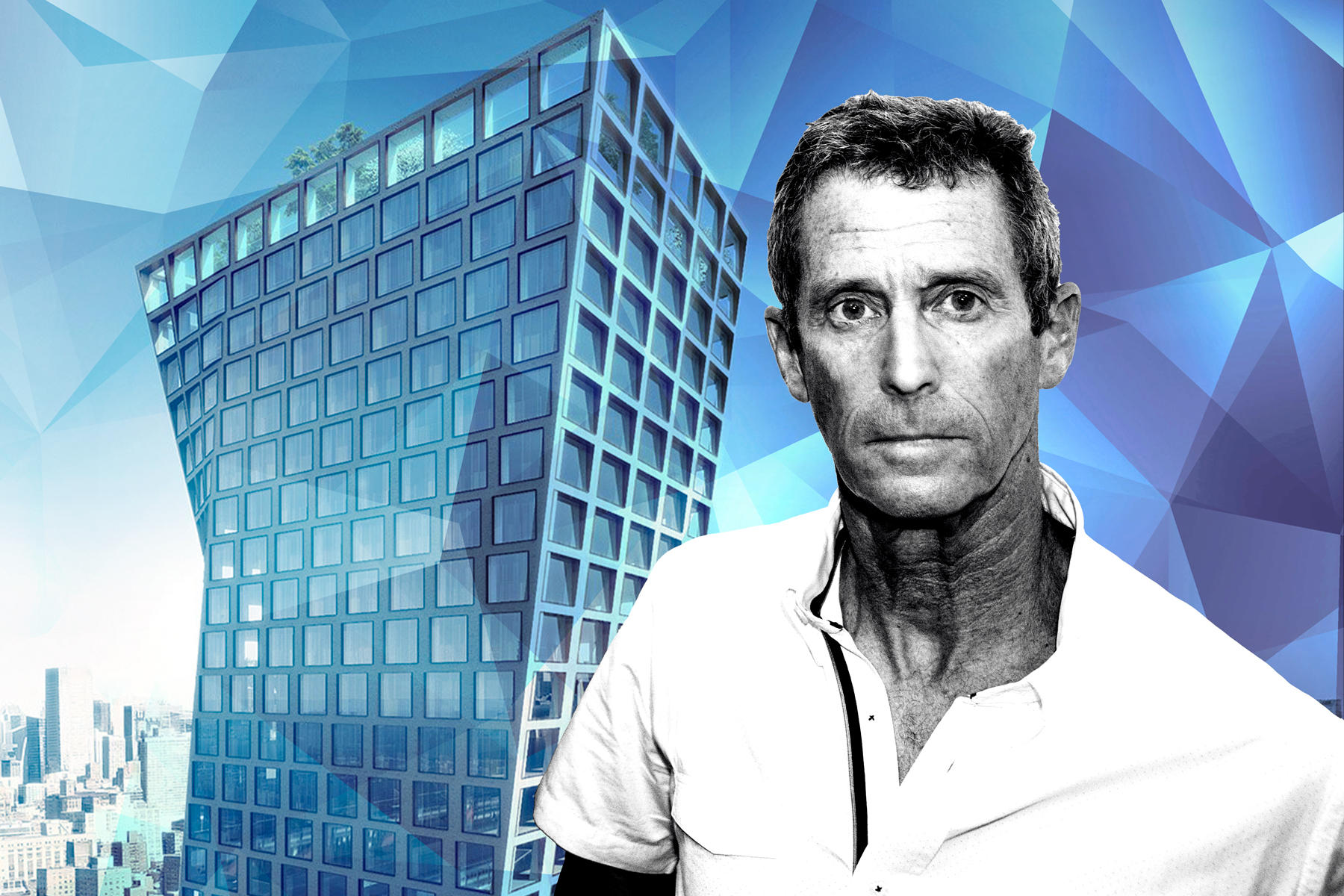 Beny Steinmetz and a rendering of The XI at 76 11th Avenue (JACK GUEZ/AFP via Getty Images; BIG)