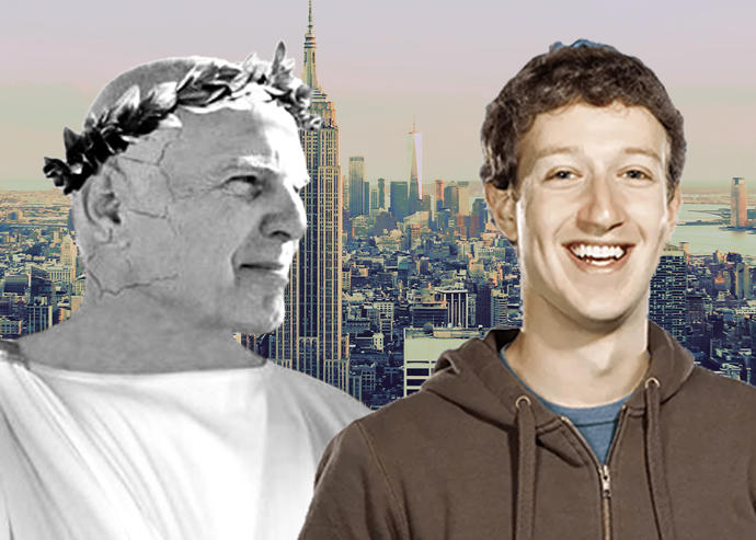 An illustration of Vornado's Steven Roth and Facebook's Mark Zuckerberg