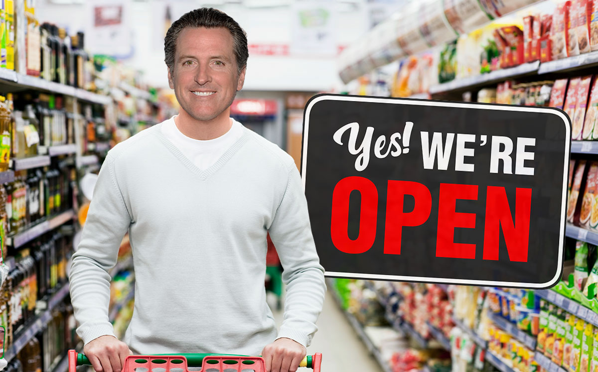 An illustration of Gavin Newsom (Credit: Michael Kovac/WireImage via Getty Images, and iStock)