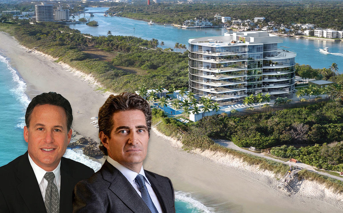Jim Cohen, Fontainebleau Development’s president of Residential, and Jeffrey Soffer, with SeaGlass Jupiter