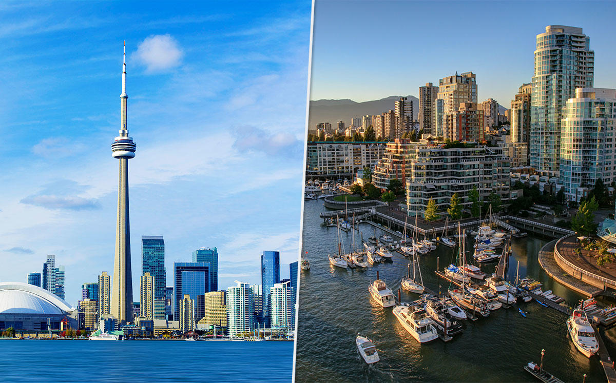 Toronto and Vancouver skylines (Credit: iStock)