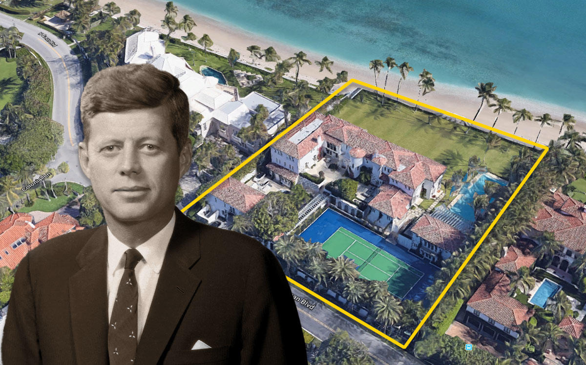 John F. Kennedy and 1095 North Ocean Boulevard (Credit: Bachrach/Getty Images and Google Maps)