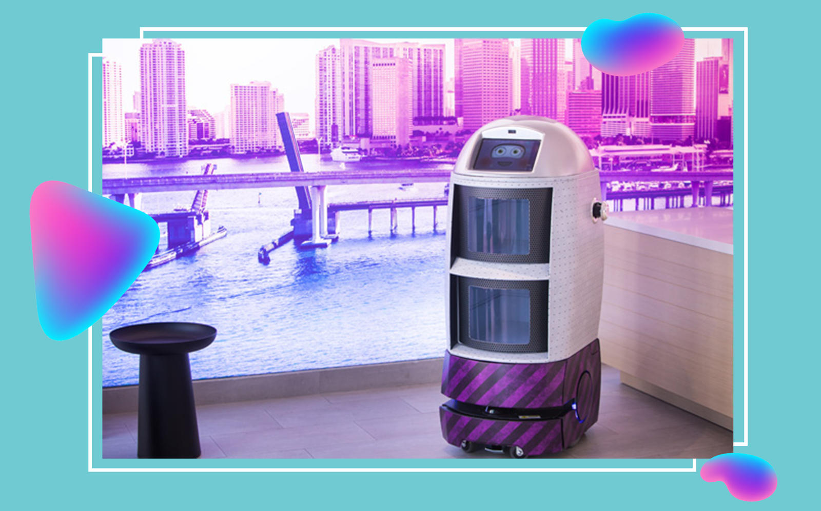 Hoteliers are deploying tons of new tech, such as Yotel's Robot Butler to meet government regulations and ease guests’ fears. (Yotel Pad Miami)