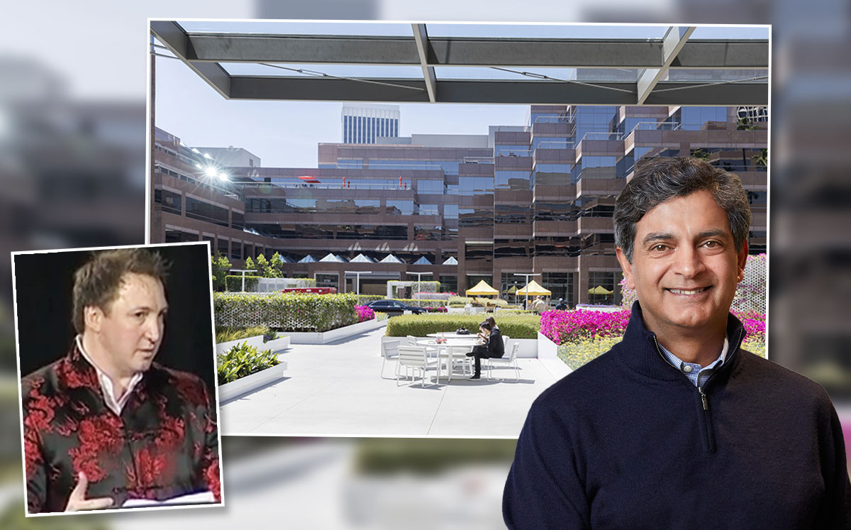 Onni Group President Rossano DeCotiis, WeWork CEO Sandeep Mathrani, and Wilshire Courtyard