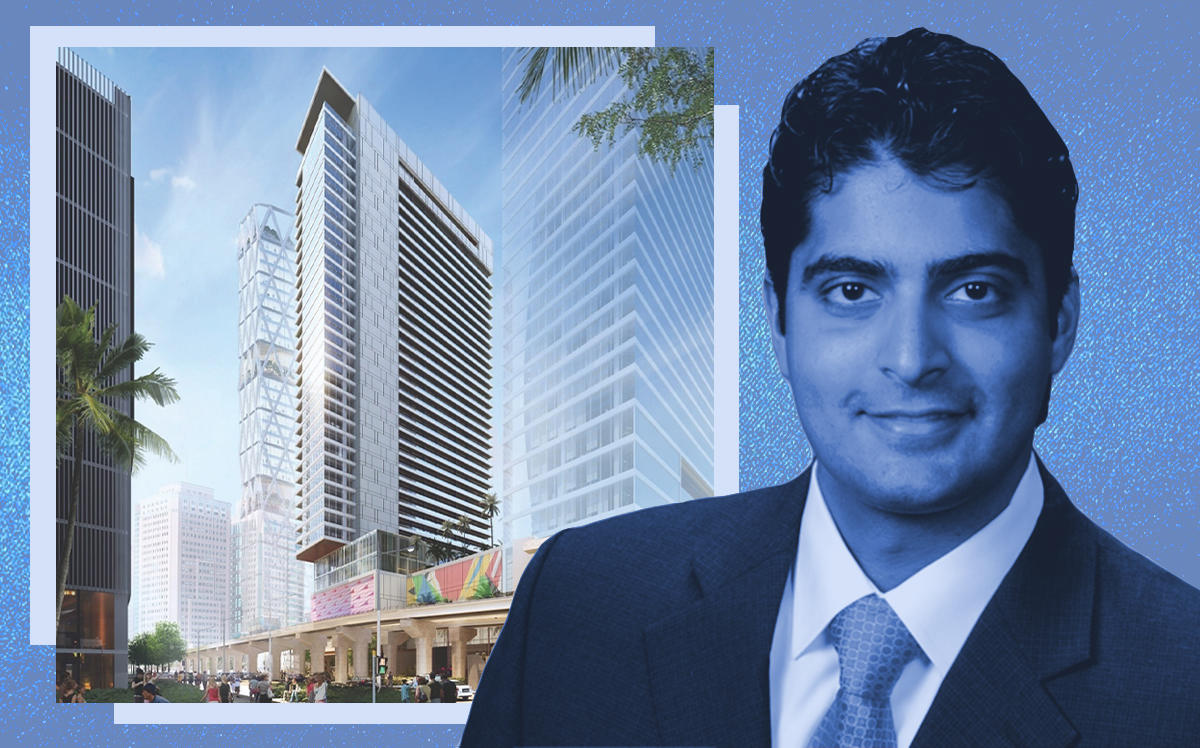 Miami Worldcenter Managing Principal Nitin Motwani and a rendering of the project