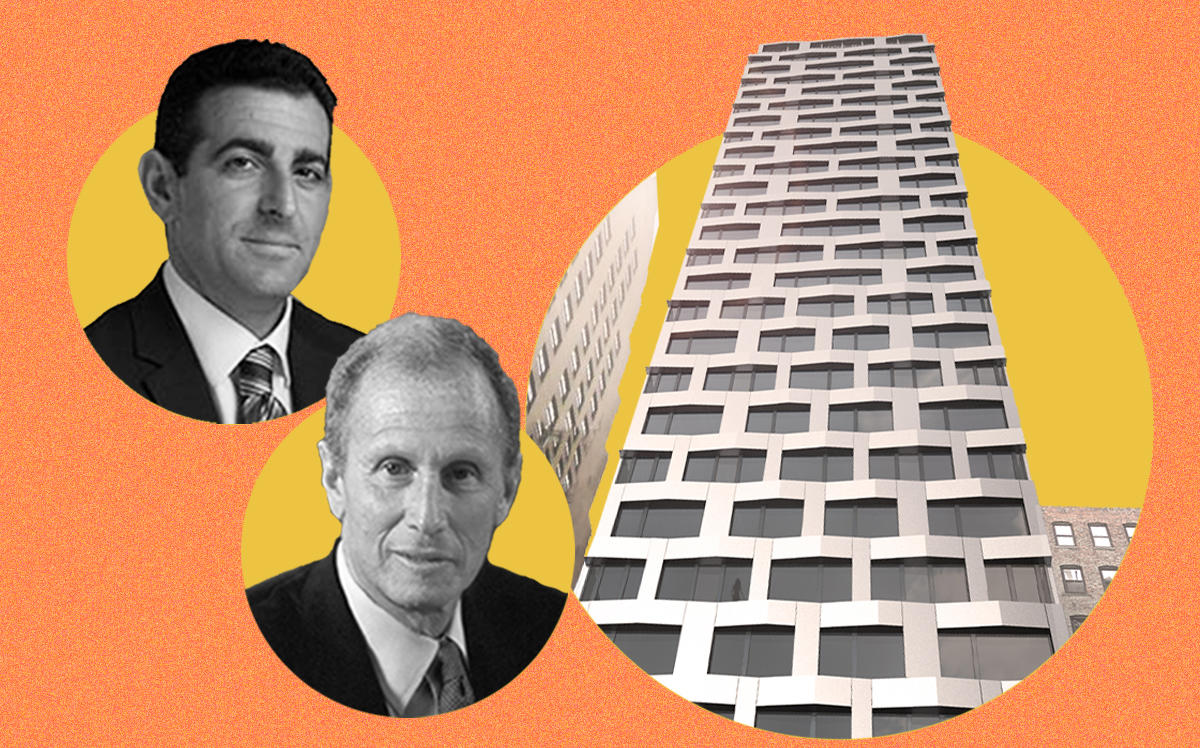 Hidrock CEO Abraham Hidary, 54 Madison CEO Henry Silverman and a rendering of 12 East 48th Street (Credit: 54 Madison Partners)