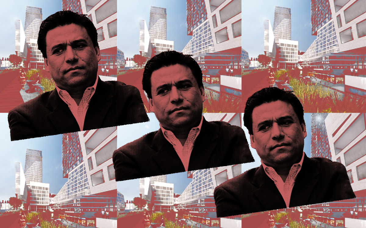 Jose Huizar and a rendering of the project (Getty, City Market LA)