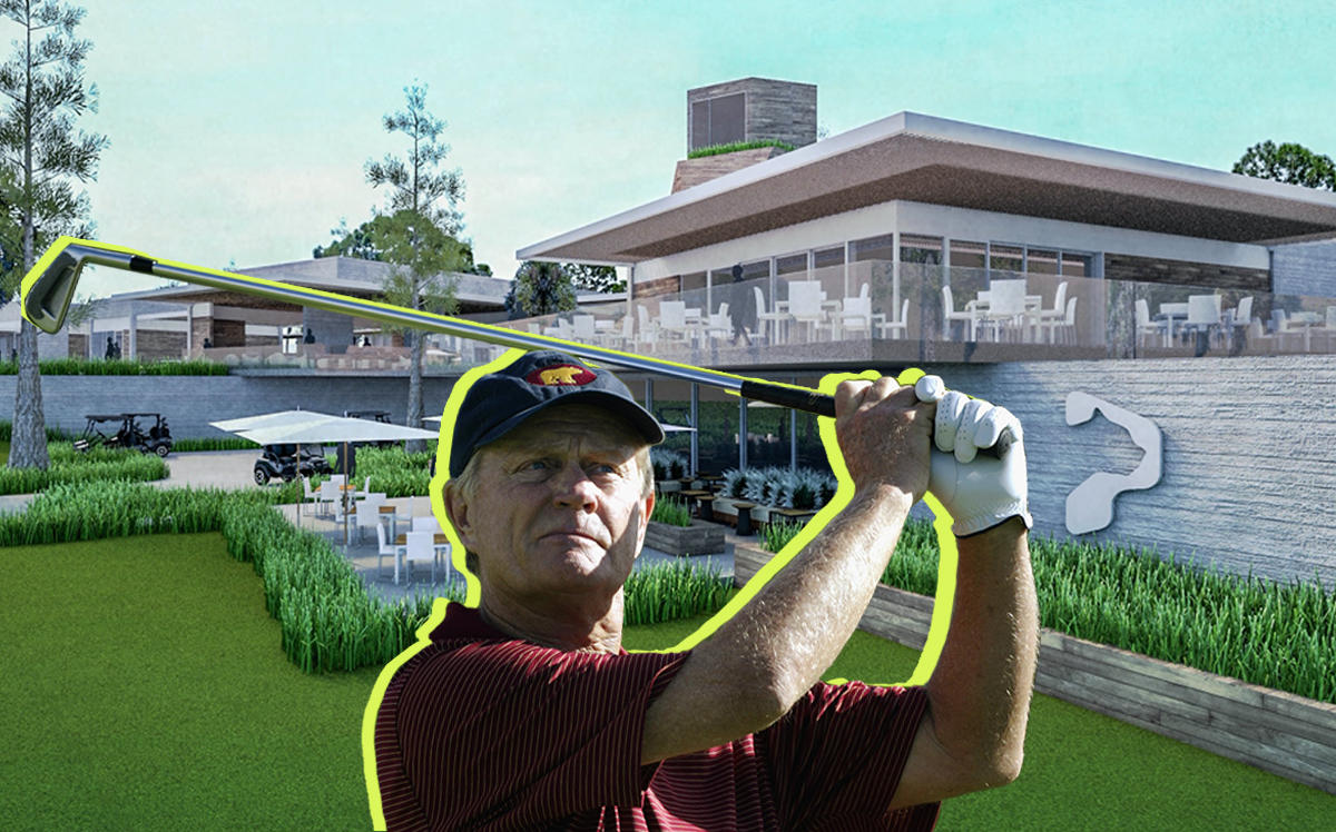 Jack Niklaus and a rendering of the Panther National Clubhouse (Getty)