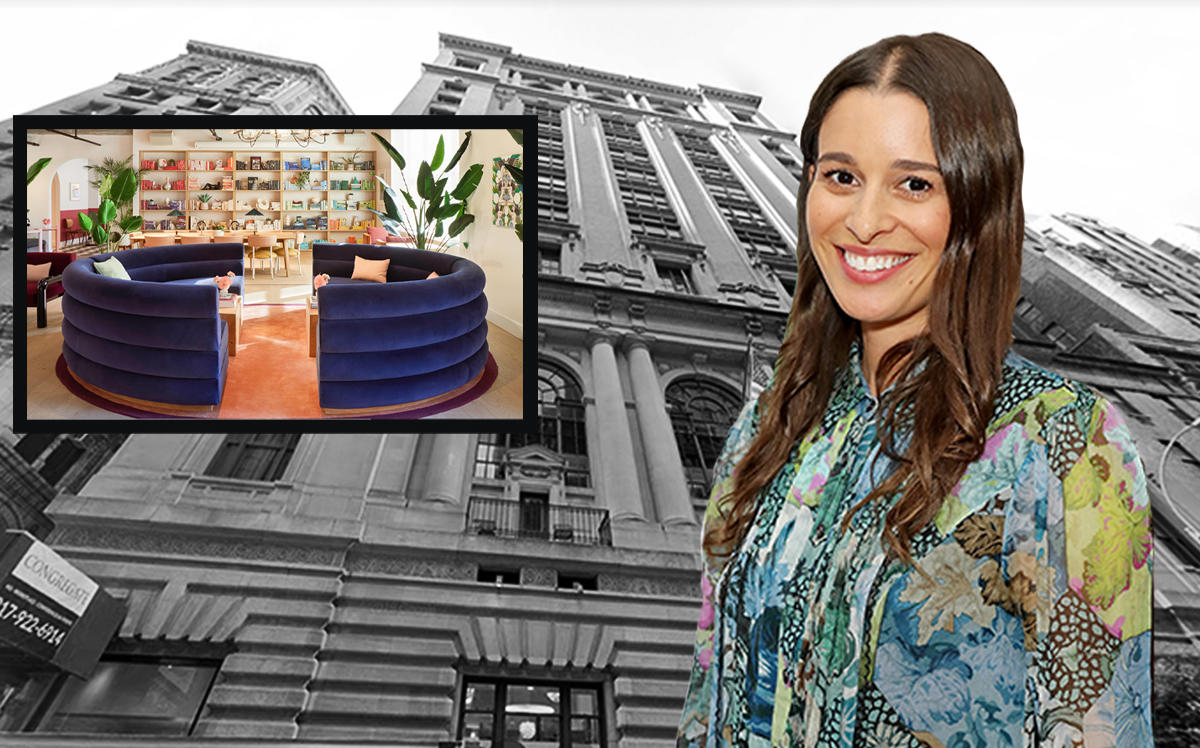 The Wing Bryant Park at 25 West 39th Street and The Wing co-founder Lauren Kassan (Getty, Google Maps, The Wing) 