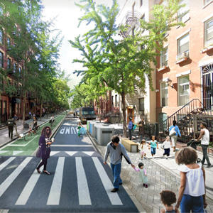 If parking was removed and private cars banned on West 45th Street (Credit: PAU)
