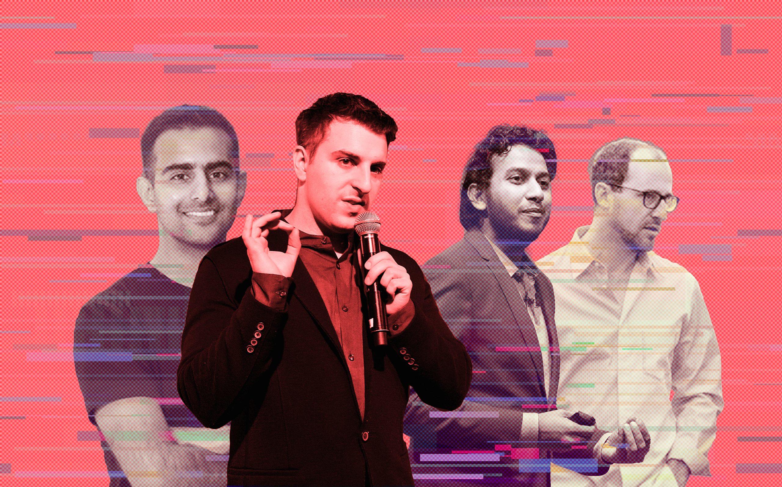 From left: Zeus Living CEO Kulveer Taggar, Airbnb CEO Brian Chesky, Oyo founder Ritesh Agarwal and Lyric CEO Andrew Kitchell (Getty, iStock)