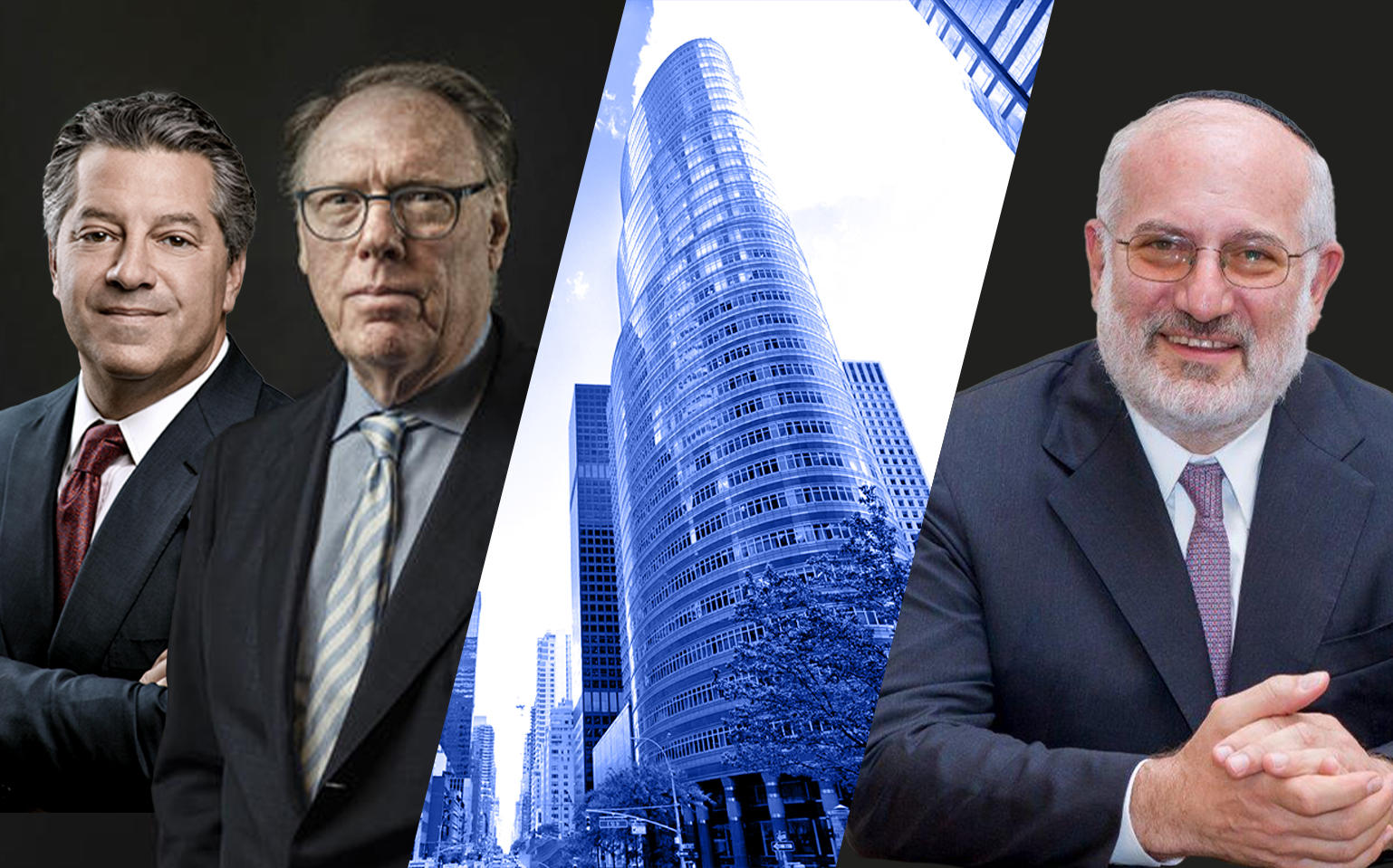 From left: SL Green CEO Marc Holliday, Ceruzzi Properties’ Arthur Hooper, the Lipstick Building at 885 Third Avenue and IRSA president Eduardo Elsztain (Getty, Wikipedia, Google Maps)