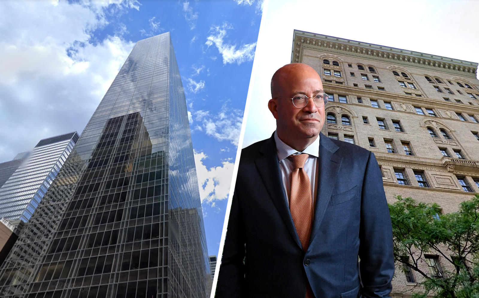 641 Fifth Avenue and 32 East 64th Street with Jeff Zucker (Google Maps; Getty)