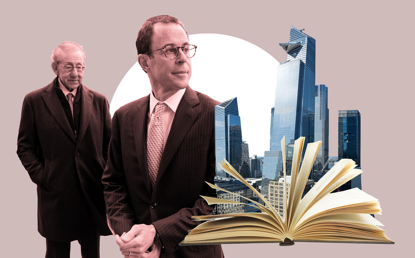 Related's Stephen Ross and Jeff Blau with Hudson Yards (Getty, iStock, Wikipedia Commons)