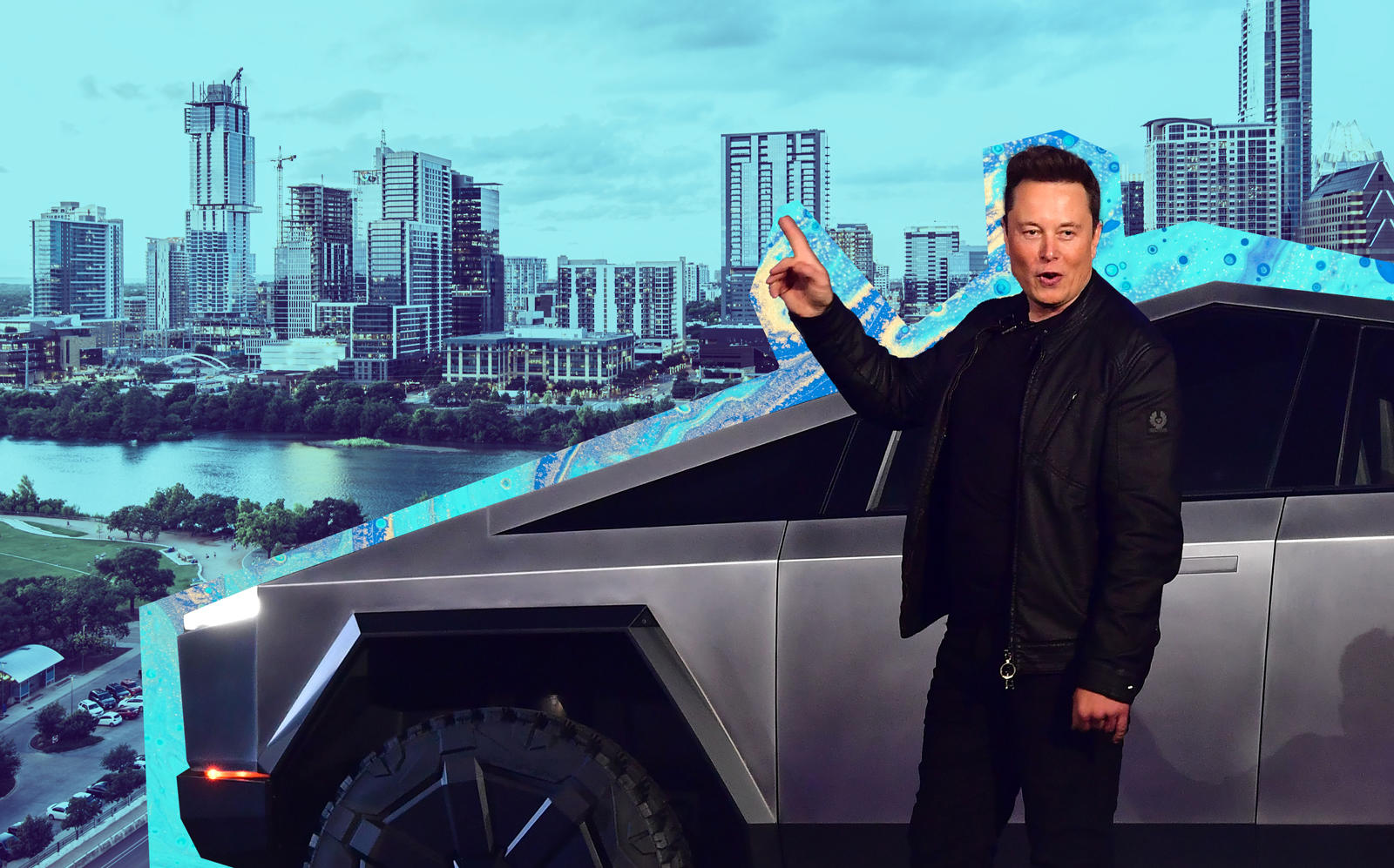 Elon Musk and the Cybertruck with Austin, Texas (Getty)
