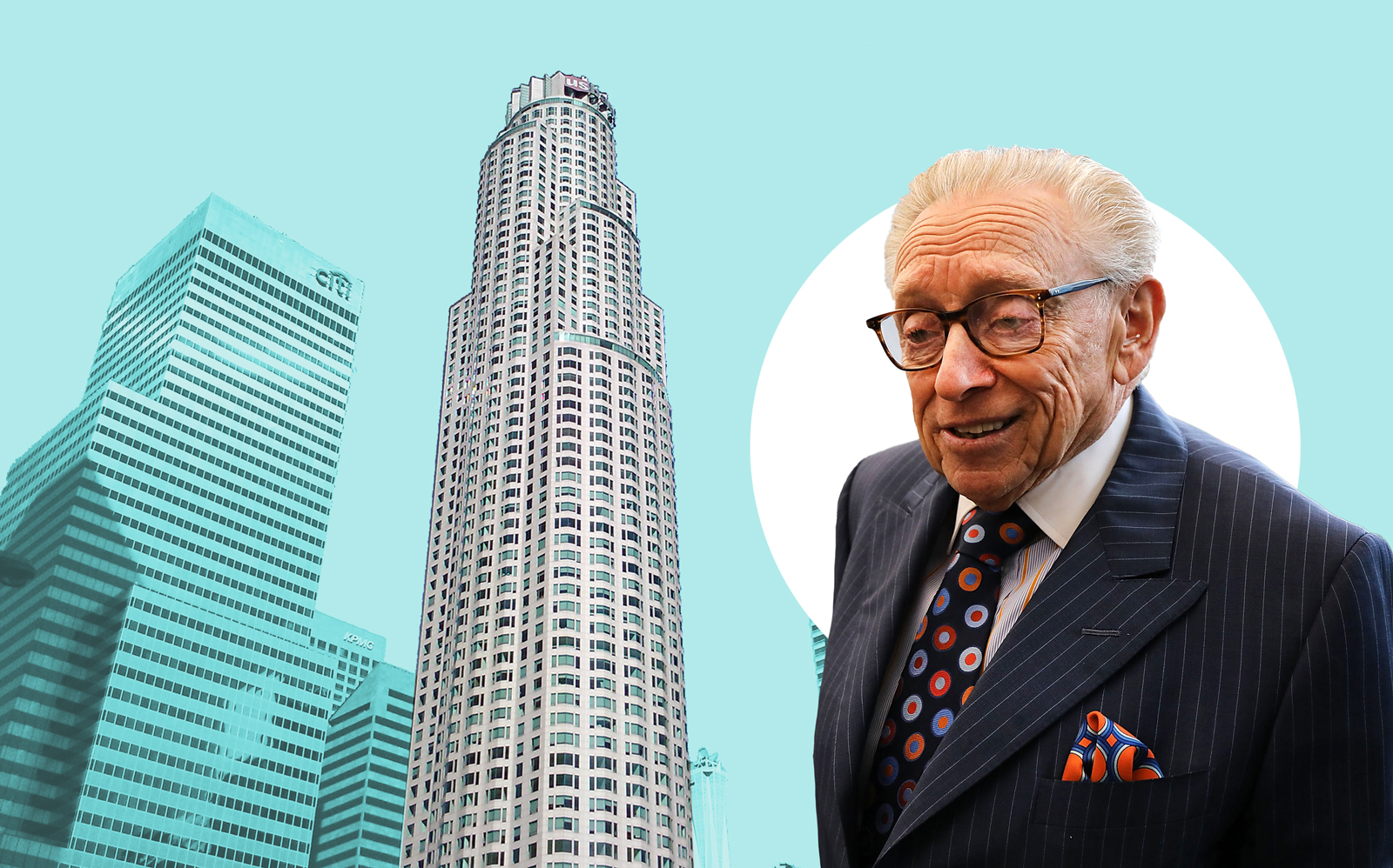 US Bank Tower at 633 West Fifth Street and Silverstein Properties' Larry Silverstein (Getty, Wikipedia Commons)