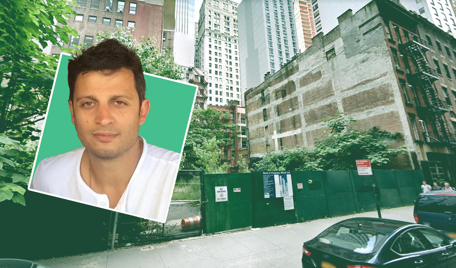Richard Ohebshalom of Pink Stone Capital and the site at 111 Washington Street (Google Maps)