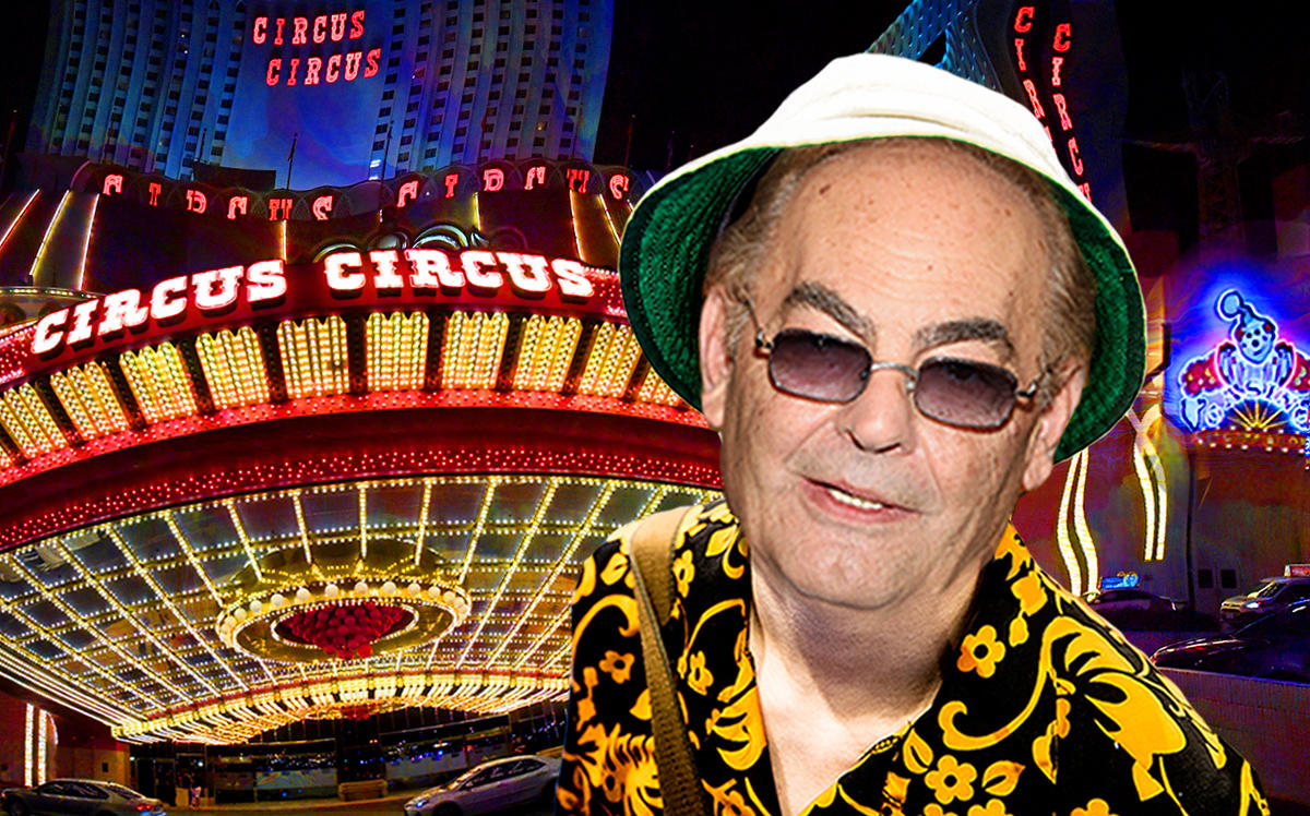 Photo illustration of Phil Ruffin and his Circus Circus Hotel & Casino in Las Vegas (Getty, iStock/Illustration by Alexis Manrodt for The Real Deal)