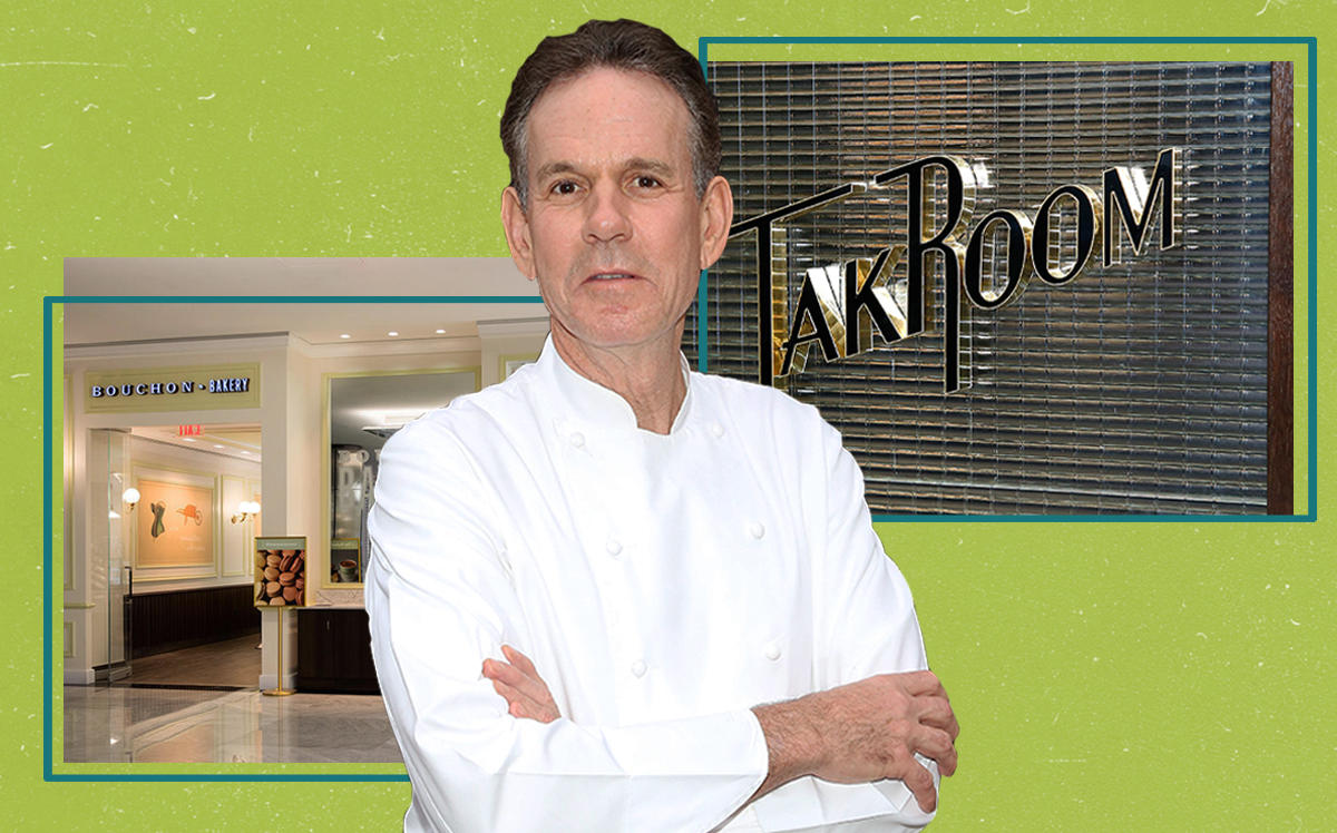 Thomas Keller with Bouchon Bakery and TAK Room in Hudson Yards (Taylor Hill/FilmMagic, Bouchon Bakery by David Escalante via Thomas Keller Restaurant Group; TAK Room by John Lamparski/Getty Images for The Conservatory NYC)