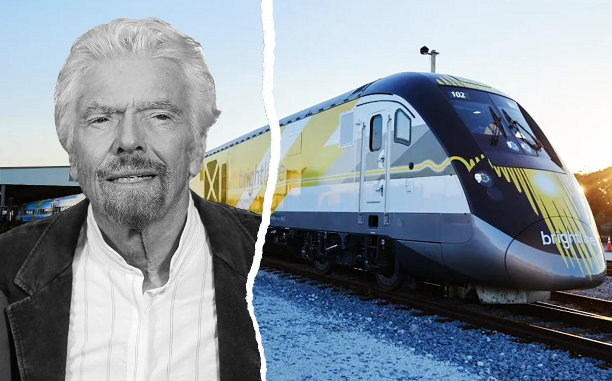 Richard Branson and Brightline train (Getty, Virgin)
