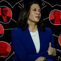 Kamala Harris and donors (clockwise from lower left) Francis Greenburger, Ron Moelis, Douglas Durst, Charles O'Byrne and Jonathan Gray (Getty) 