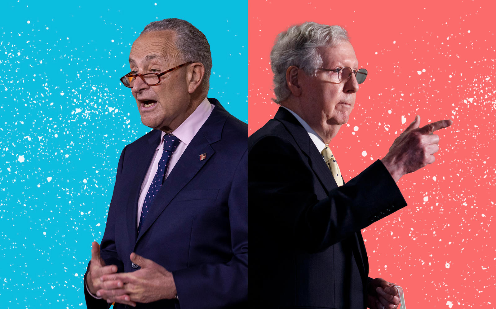 Senate Minority Leader Chuck Schumer and Senate Majority Leader Mitch McConnell (Schumer by Tasos Katopodis/Getty Images; McConnell by Ting Shen/Xinhua via Getty)