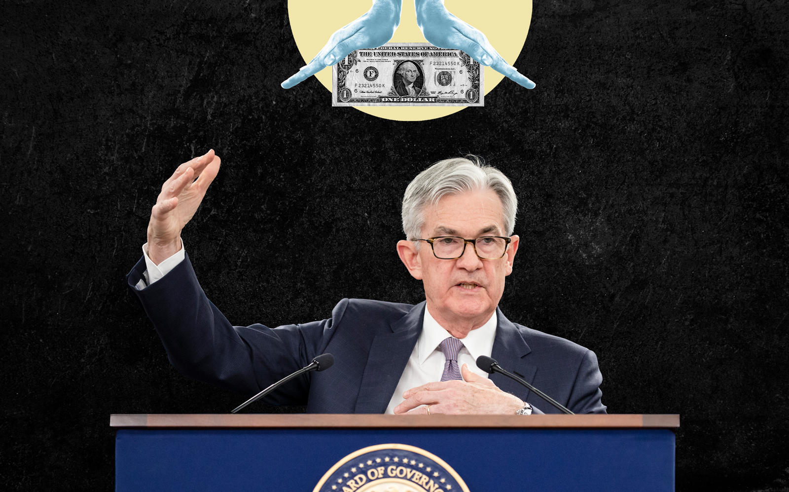 Federal Reserve Board chairman Jerome Powell (Photos by Samuel Corum/Getty Images; iStock)