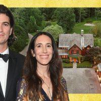 Adam Neumann and Rebekah Paltrow Neumann with 69 Girdle Ridge Road in Katonah (Neumanns by by Ben Gabbe/Getty Images for Time; Realtor)