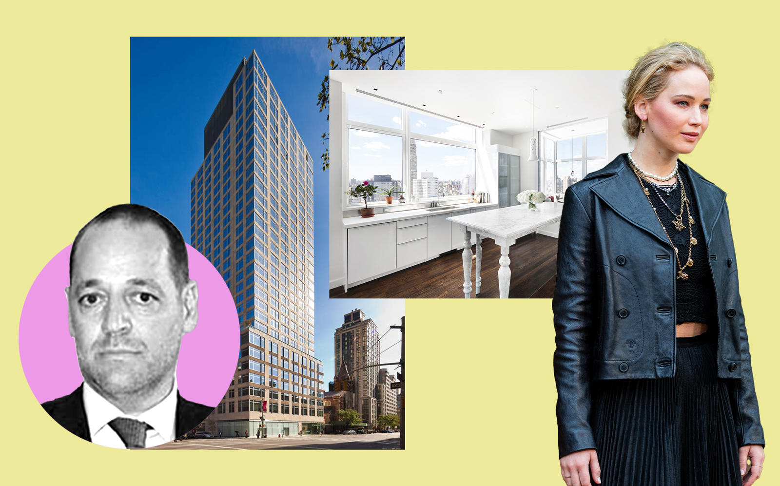 Marwan Kheireddine (inset), Jennifer Lawrence and 400 East 67th Street (Getty, Compass, BDL Accelerate)