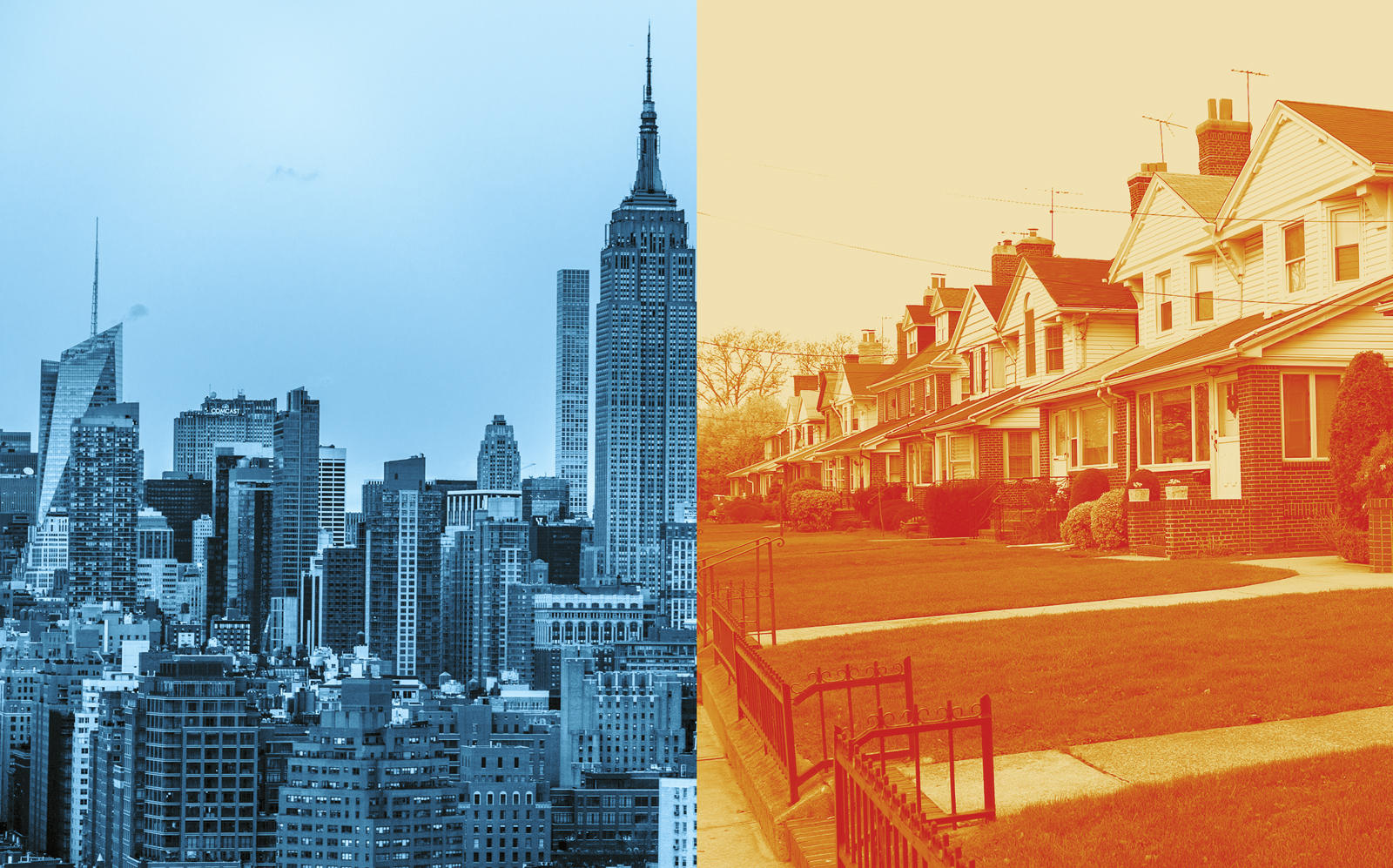 New York’s real estate market is becoming two different stories: Manhattan, where deals are falling — and the suburbs, where demand is spiking. (iStock, Unsplash)