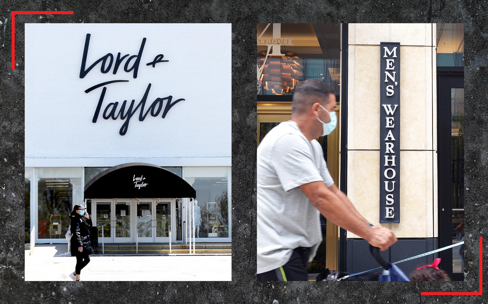 Lord & Taylor and Men’s Wearhouse are just the latest big retail chains to file for bankruptcy (Lord and Taylor by Bruce Bennett/Getty Images; Men's Wearehouse by Scott Olson/Getty Images)