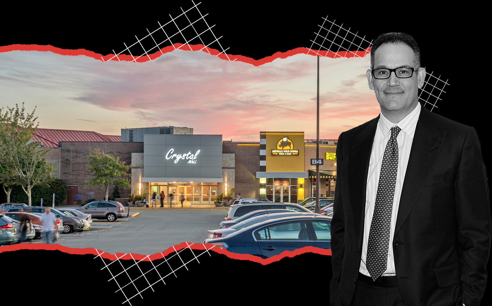 Crystal Mall in Waterford, Connecticut and Simon Property Group's David Simon (Simon, Getty)
