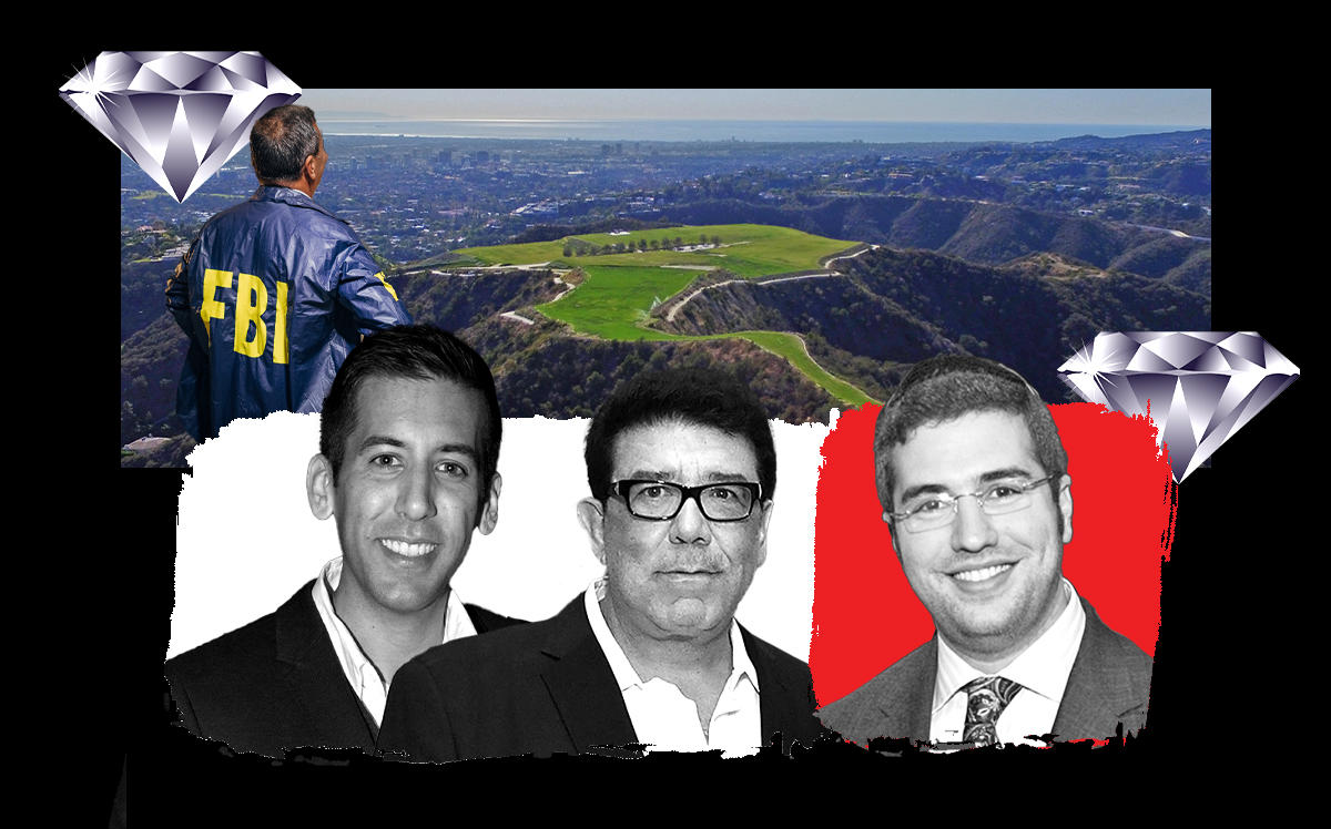 From left: Victor Franco Noval, Victorino Noval and Jona Rechnitz with the Mountain of Beverly Hills (Getty; A Bird’s Eye)
