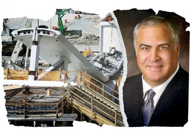 MCM President Jorge Munilla and a photo of the bridge collapse (Linkedin, Getty)