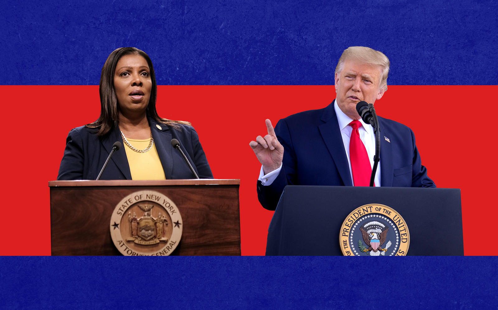 New York Attorney General Letitia James and President Donald Trump (Getty)