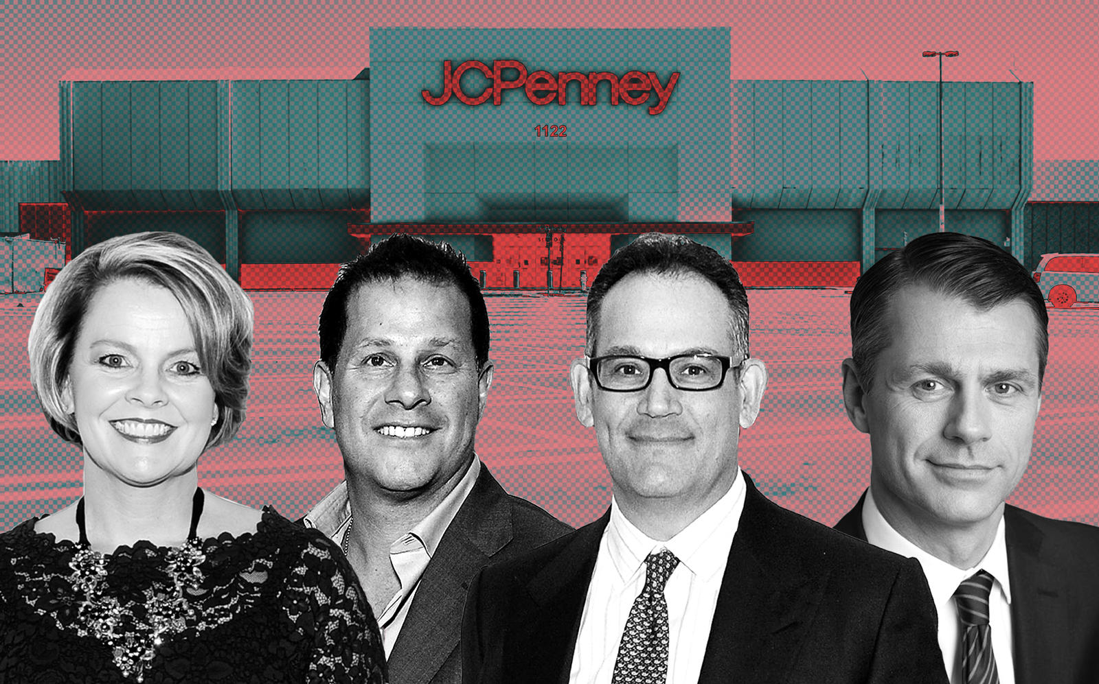 From left: J.C. Penney CEO Jill Soltau, Authentic Brands Group CEO Jamie Salter, Simon Property Group CEO David Simon, and Brookfield Property Partners CEO Brian Kingston (Getty)