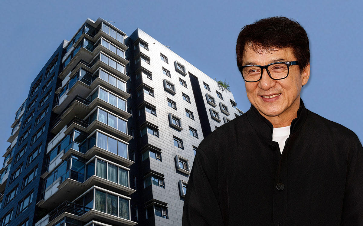Jackie Chan and the building (Credit: Andrew Chin/Getty Images, and NICOLAS ASFOURI/AFP via Getty Images)