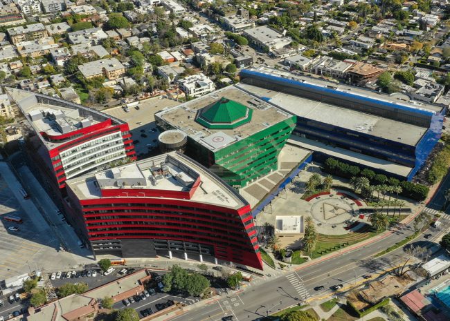 Aerial photo of the Pacific Design Center (Credit: felixmizioznikov/iStock)