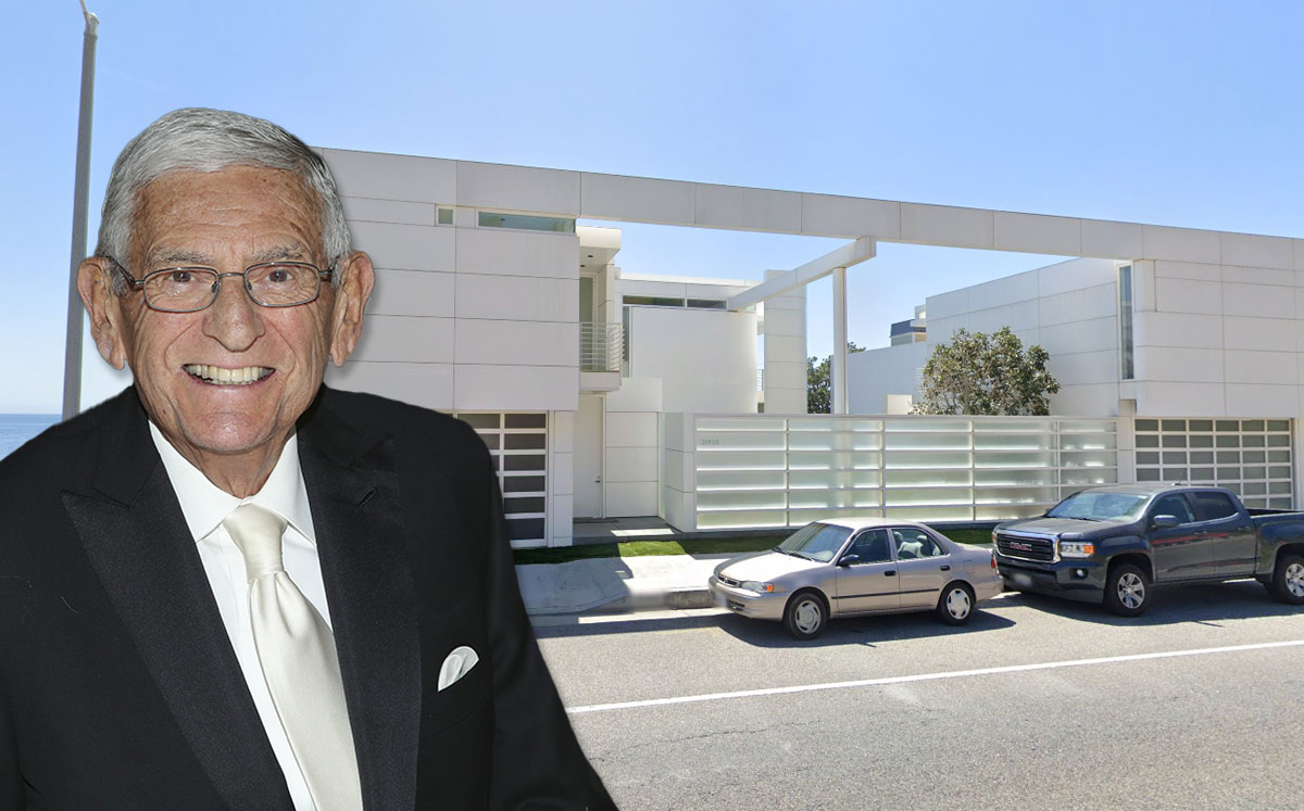 Eli Broad and the house (Credit:: Mathew Imaging/WireImage via Getty Images, and Google Maps)