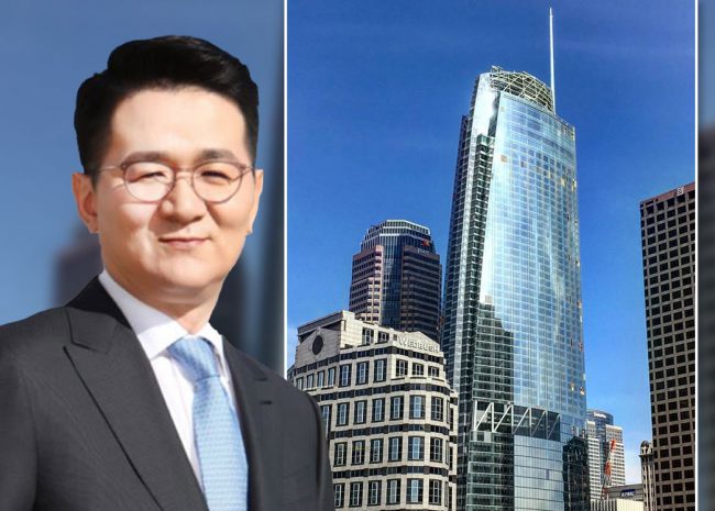 Korean Air chairman and CEO Walter Cho Won-tae and the Wilshire Grand Center at 900 Wilshire Boulevard (Credit: Jae Joon Lee via Wikipedia and Fredchang931124 via Wikipedia)