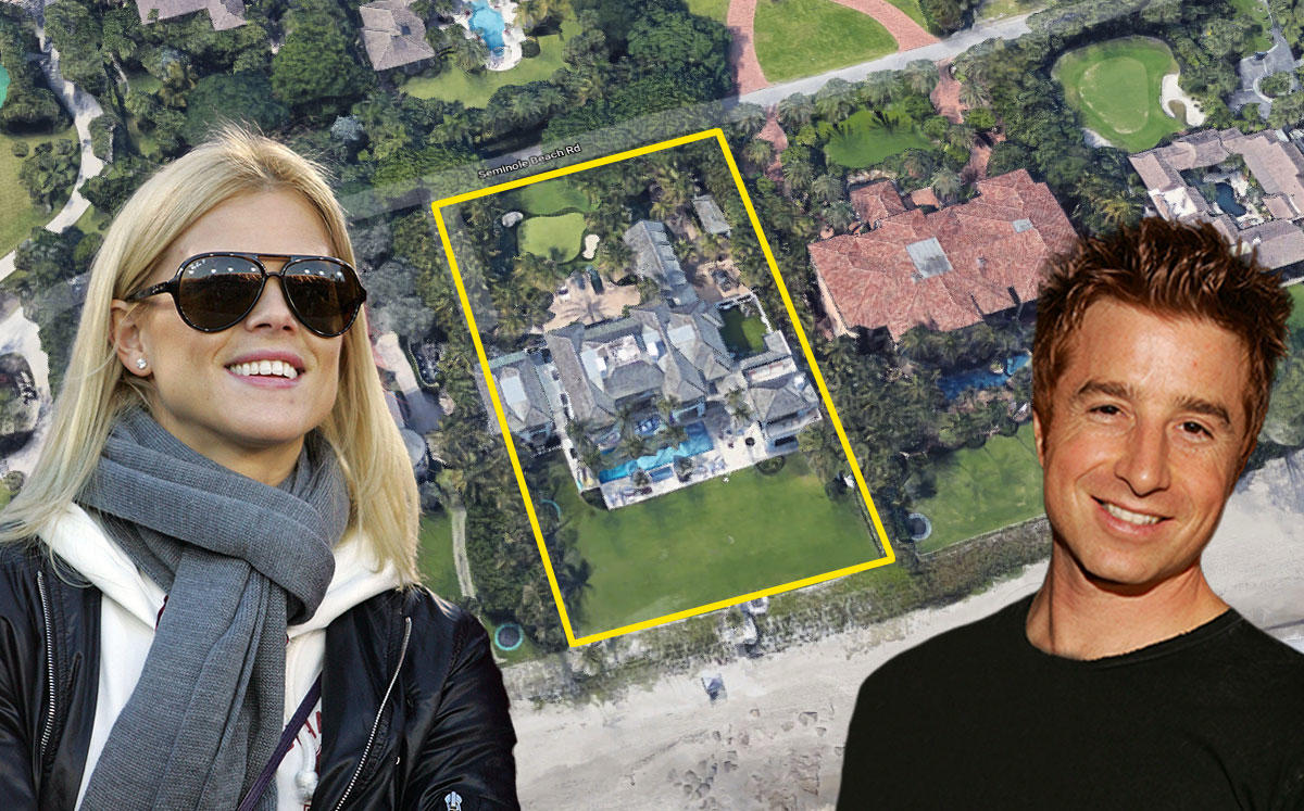 Elin Nordegren, Russell Weiner, and 12520 Seminole Beach Road (Credit: Ezra Shaw/Getty Images, Michael Bezjian/WireImage,a nd Google Maps)