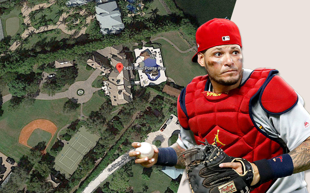 Yadier Molina & 6431 River Pointe Way (Credit: Todd Kirkland/Getty Images, and Google Maps)