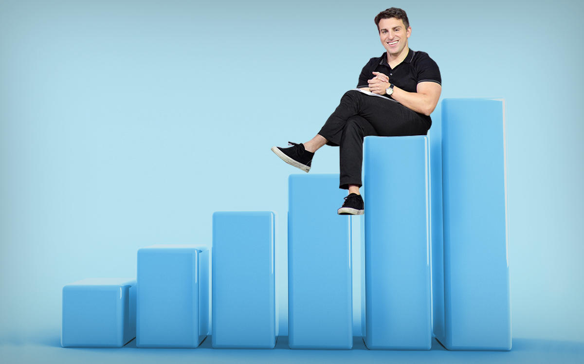 Photo illustration of Brian Chesky (Getty, iStock)